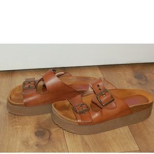 Brown platform sandals